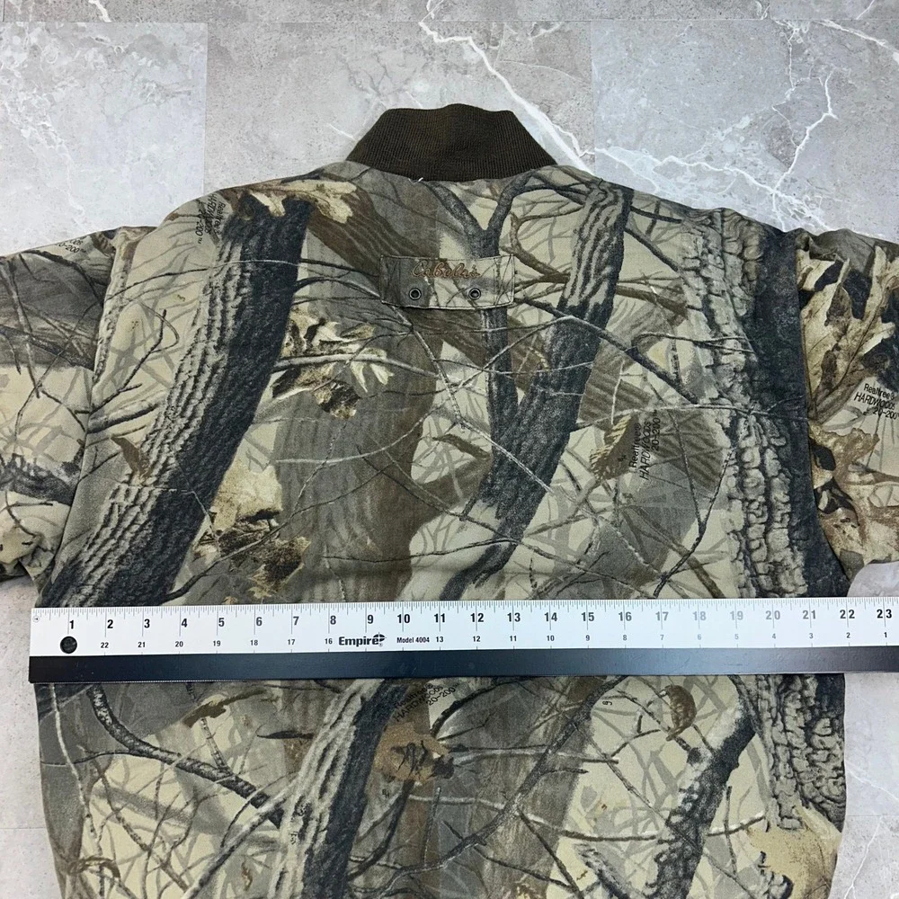 Cabelas Real Tree Hardwoods Camo Bomber Jacket Men Small Goose Down Hunting Coat